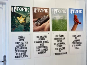 Carteles de Utopik con los valores de la cooperativa